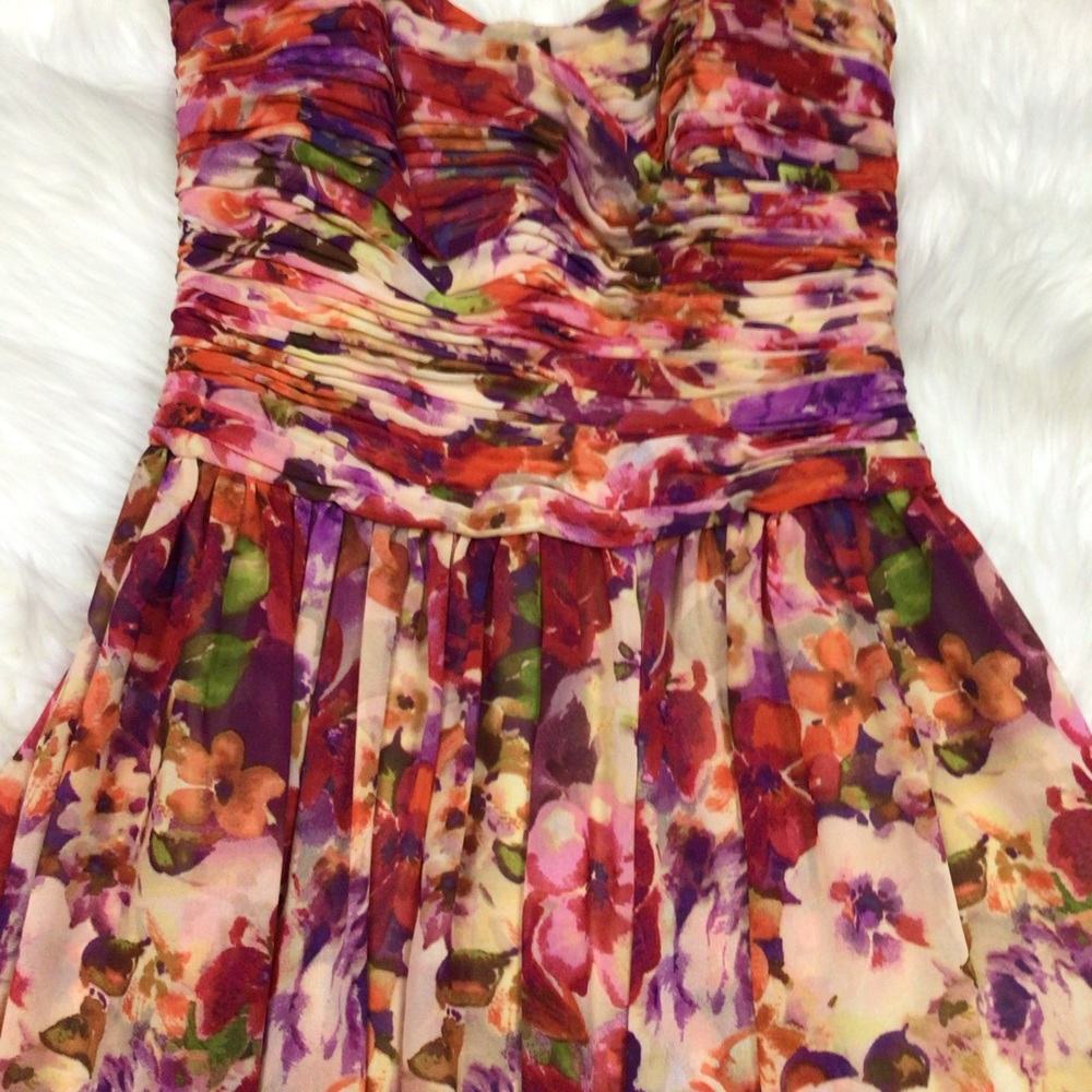 Lauren Ralph Lauren Fit & Flare Dress Multicolor Garden Floral Gathered Flowy 2 View 6